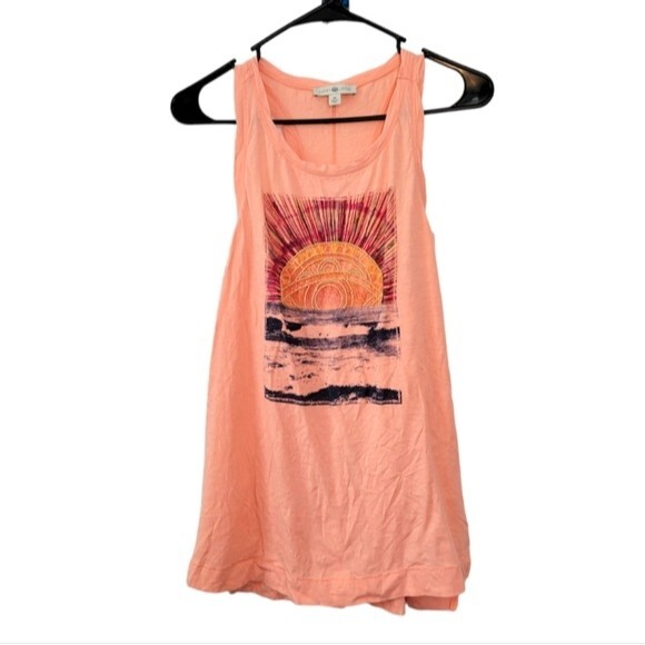 Lucky Lotus Beaded Sunset  Beach Graphic Tank Top Size Medium - Picture 1 of 5